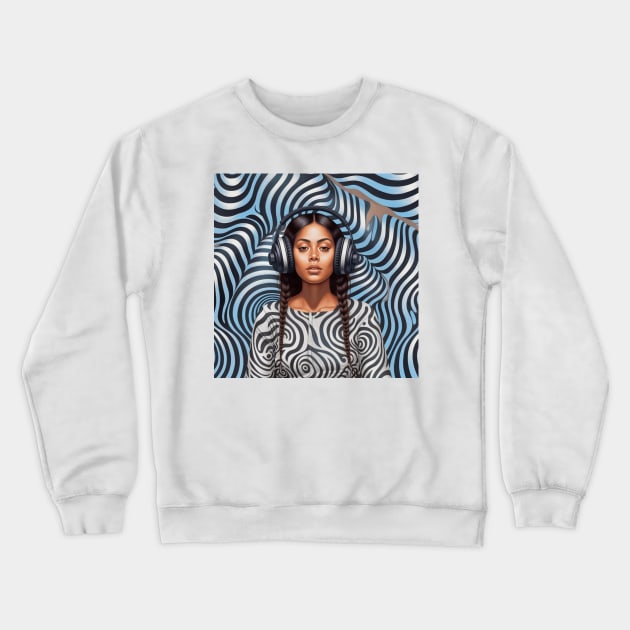 Op Art Music Lover Pacific Islander Woman Pacific Islanders Crewneck Sweatshirt by Unboxed Mind of J.A.Y LLC 